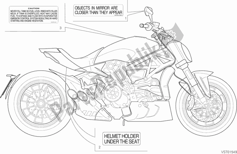 All parts for the Warning Labels of the Ducati Diavel Xdiavel USA 1260 2019